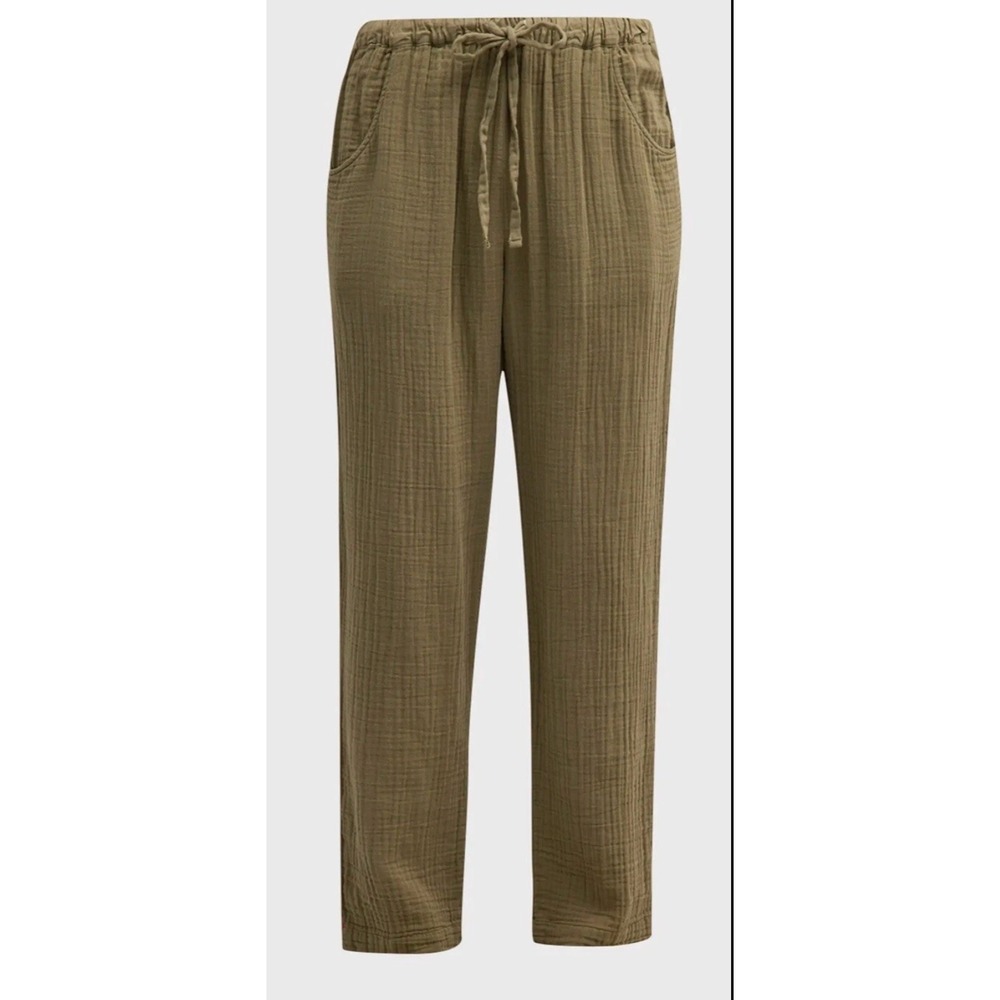 Xirena Brinkley Straight-Leg Cotton Gauze Pants Size S Olive Green